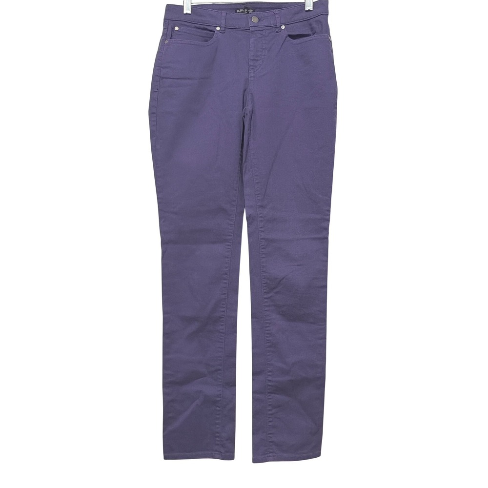 Eileen Fisher Purple Organic Cotton Straight Leg Pants R2GDD‎ Womens 4